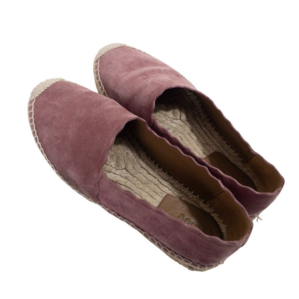 Chloe Scalloped Pink Suede Espadrilles Slip-On Flats Size 9 - Picture 6 of 16